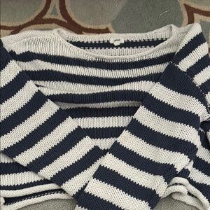 Striped Navy and White Women's Sweater